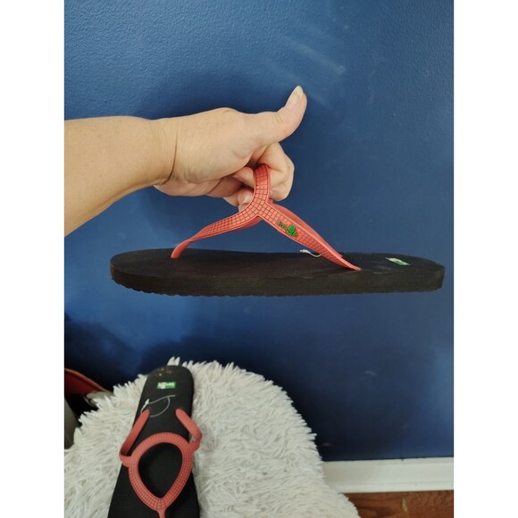 Sanuk Ibiza Red Women's rubber strap sandals Flip Flops Size 10 - Picture 4 of 6